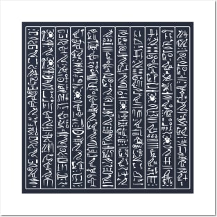 Ancient Egypt hyeroglyphs White pattern repeat Posters and Art